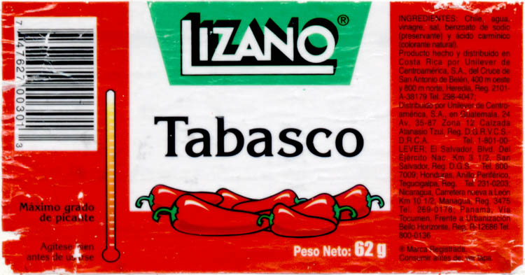 Tobasco Label